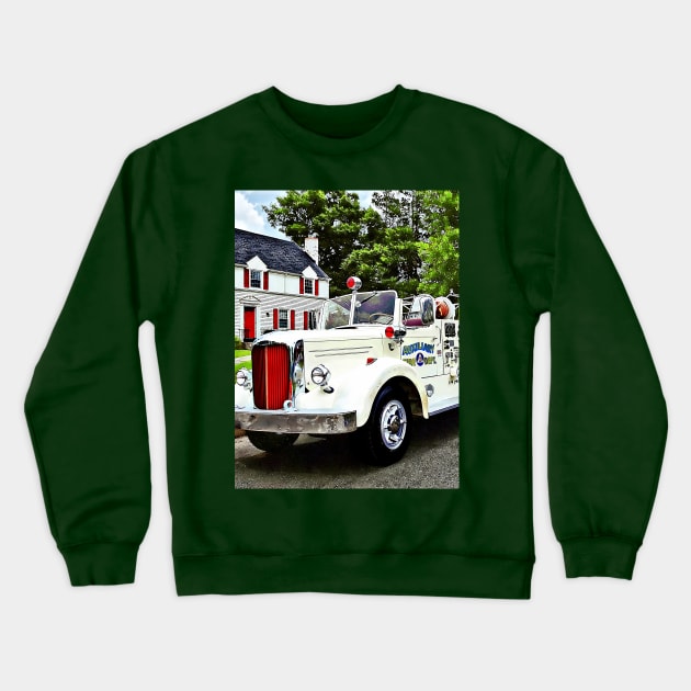 Firemen - White Fire Truck Crewneck Sweatshirt by SusanSavad